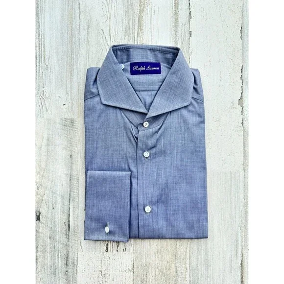 Ralph Lauren Purple Label | Shirts | New Ralph Lauren Purple Label Dress  Shirt 0 Cotton Button Down Blue 16 Italy | Poshmark